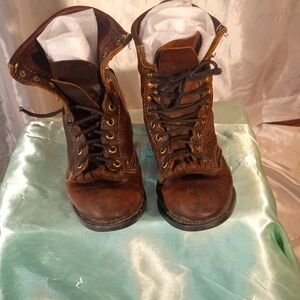 Vintage Lace-Up Leather Lace-up Boots